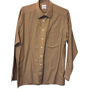Olymp Tendenz Mens Long Sleeve Button Down Shirt Tan Brown Textured L Large
